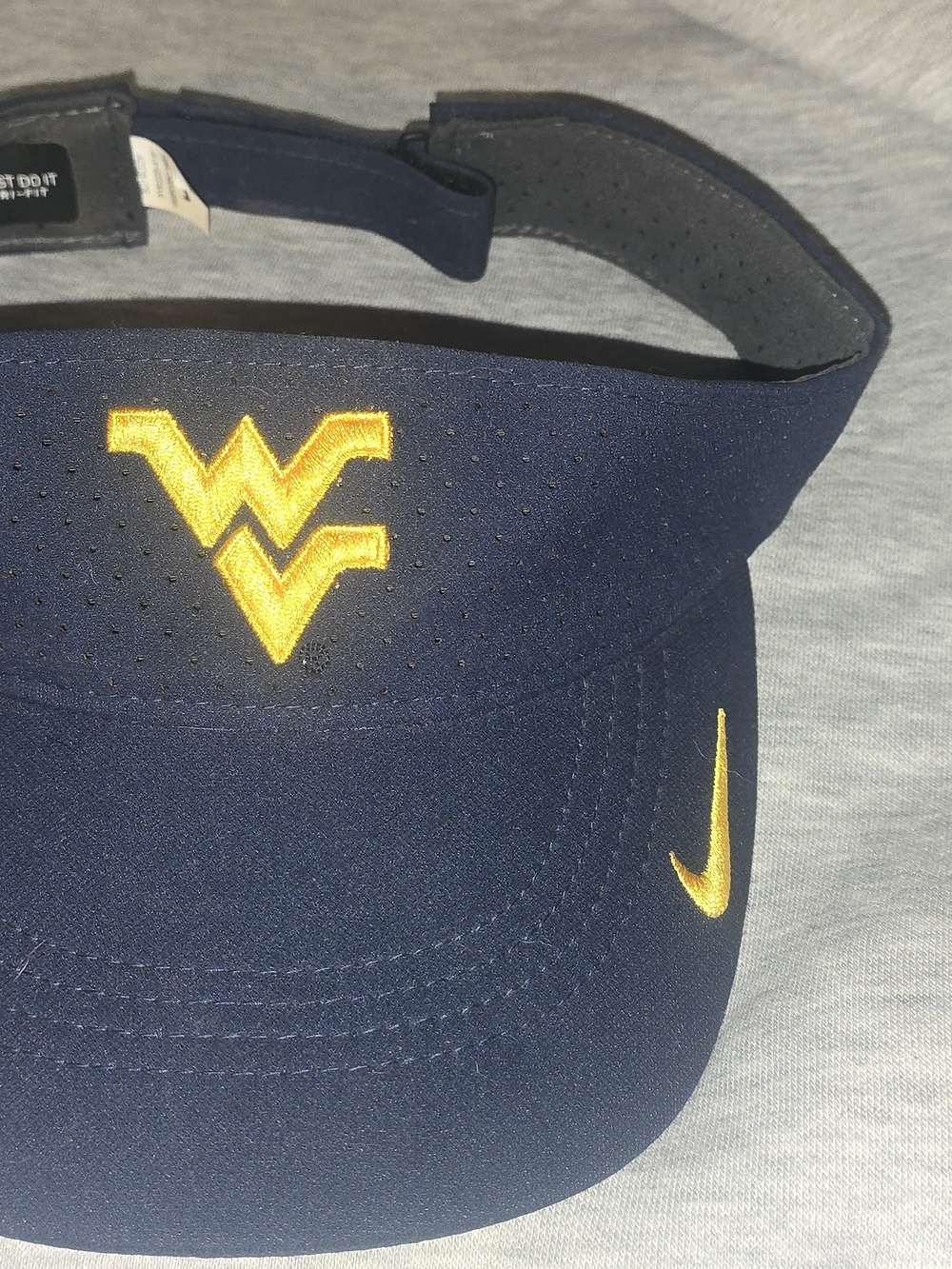 WVU Nike Navy Visor with Yellow Flying WV Embroidery Adult OS - Picture 6 of 6